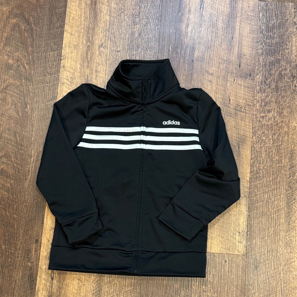 Adidas Track Jacket Full Zip Kids Size 5t Black and White